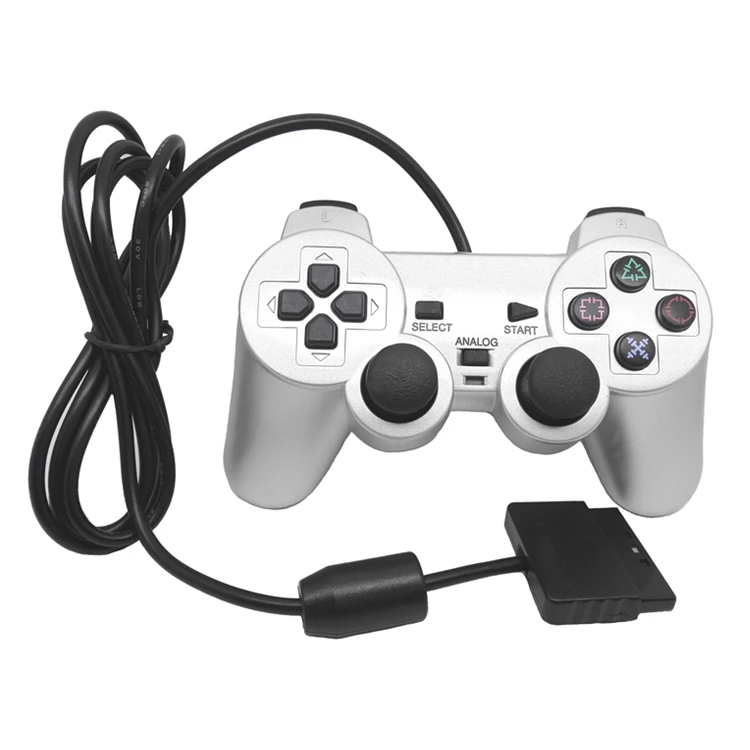 Серебристый проводной игровой контроллер для Sony playstation 2