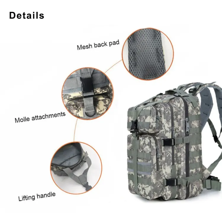 AYPPRO 600 Denier Durable Tactical Backpack 35L Small Rucksack with Polyester Lining Unisex Bug Out Bag Waterproof Phone Pouch