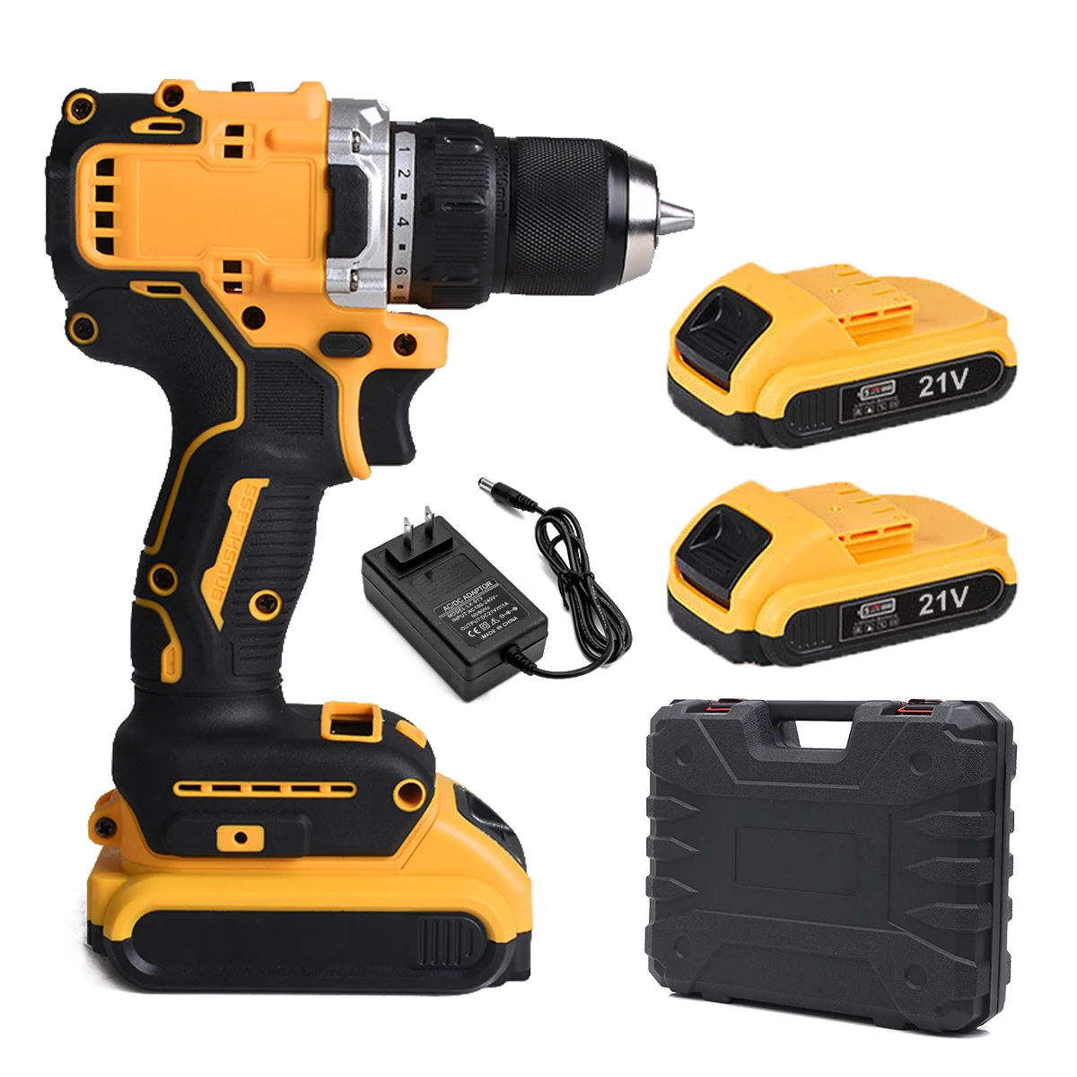 Wholesale 21V Brushless Screwdriver Battery Cordless Dual Speed Industrial Grade Power Drills