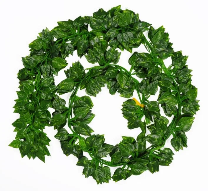 Green Ivy Leaves Artificial Grape Vine Fake Parthenocissus Foliage Leaves 2m long leaves vine