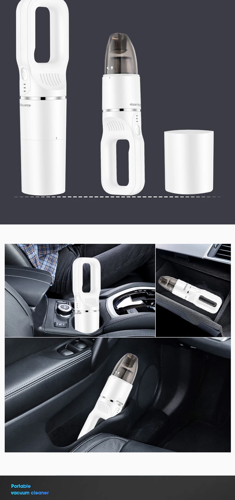 Cordless Handheld Stick Vacuum Cleaner Portable Cleaning Mop Cleaner Car Charger Bag Motor PSE Mold Power Battery Time Living