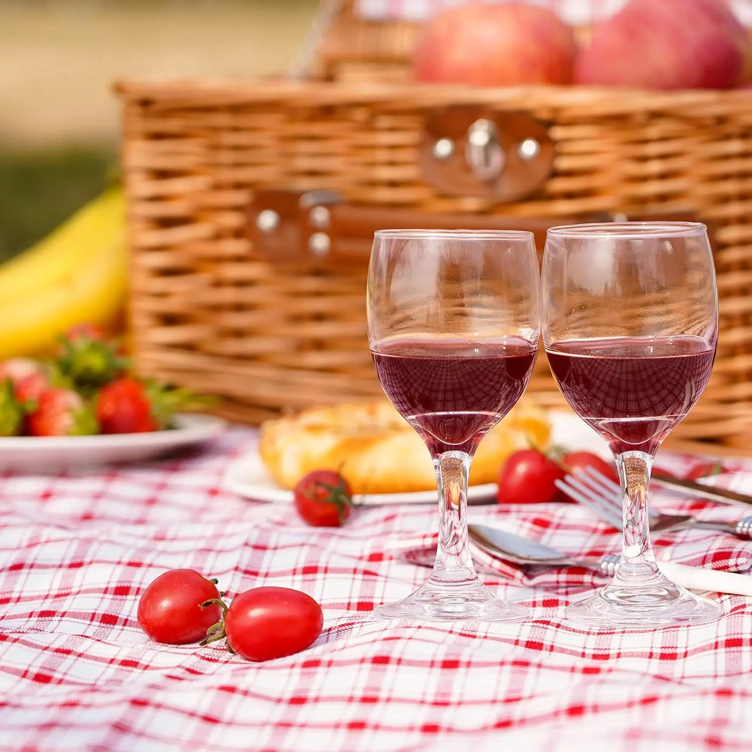 JY Rattan Picnic Basket Set with Insulated Liner and Waterproof Picnic Blanket Wine Pouch Large Wicker Picnic Hamper for Camping