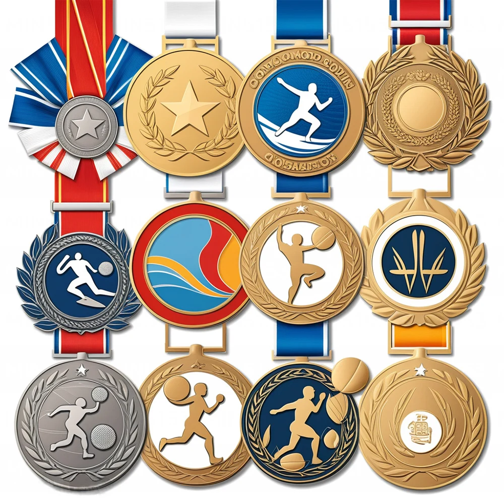 Wholesale Custom Logo Blank Zinc Alloy 3D Marathon Run Sports Metal Medal Basketball Soccer Football Medal With Ribbon