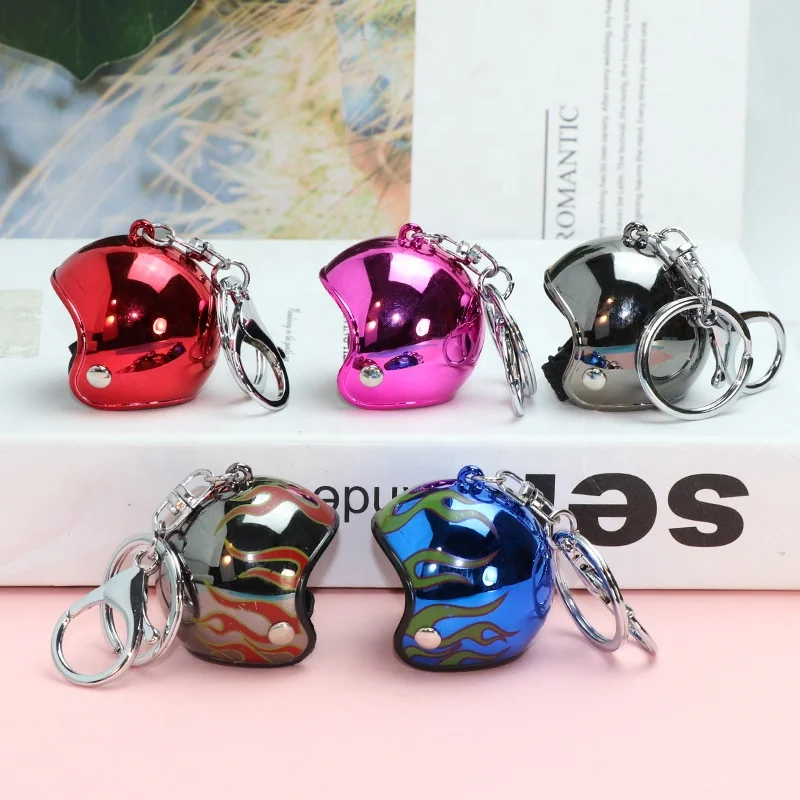 Popular Mini Sport Electroplated Color Motorcycle Helmet Pendant Keychain Low Price Gifts Safety Bicycle Helmet Key Chain