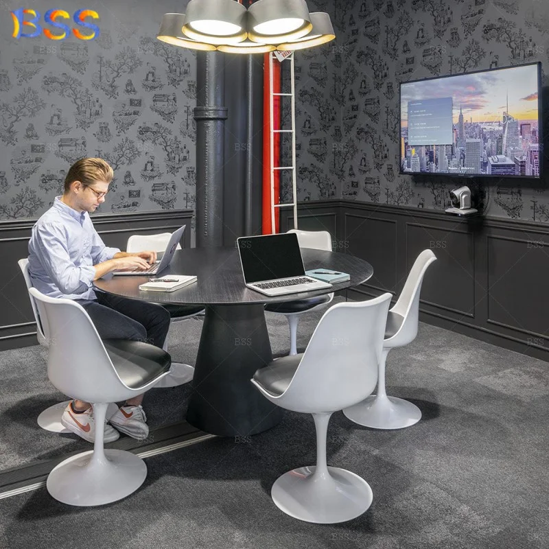 Modern Design Office Custom Size 48 Inch Circle 5 Chairs Solid Surface White Small Round Boardroom Desk