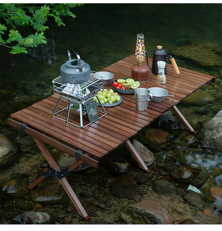 Outdoor Portable Folding Wooden Travel Camping Picnic Table for Camping Trip Garden Beach BBQ Backyard