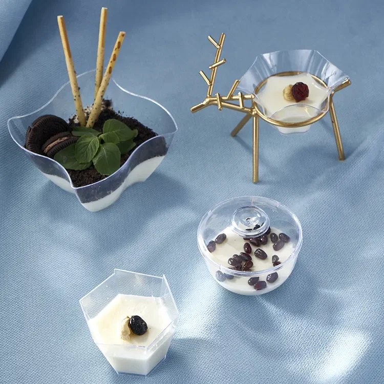 Wholesale Serving Custom Shape  Hot And Cool Food Disposable Party Cup Cream Salad Desert Cup Small Hexagon Plastic Cup