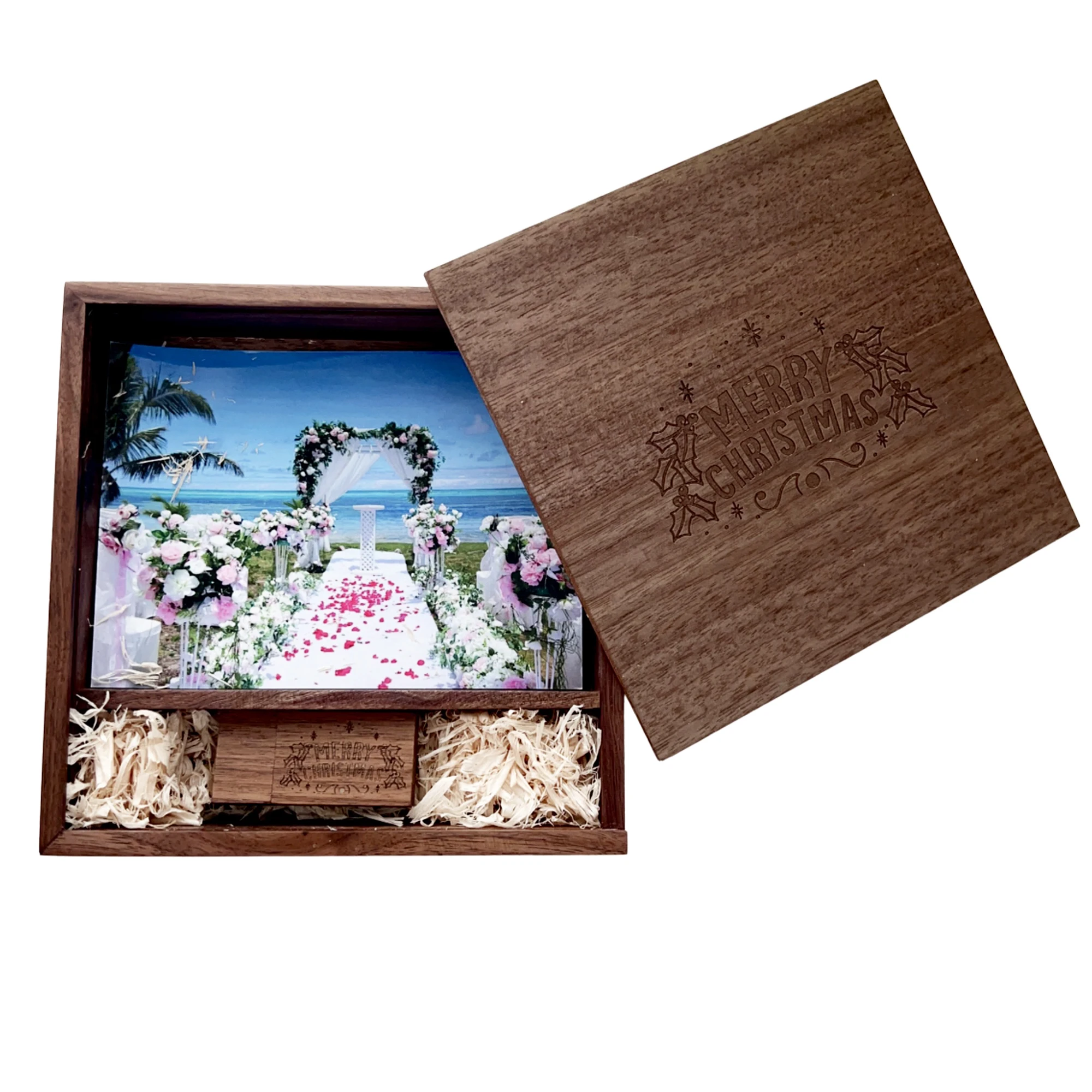 Wedding Wood USB Flash Drive customized wooden photo box for wedding wooden wedding photo album 2.0 3.0 8GB 16GB 32GB 64GB 128GB