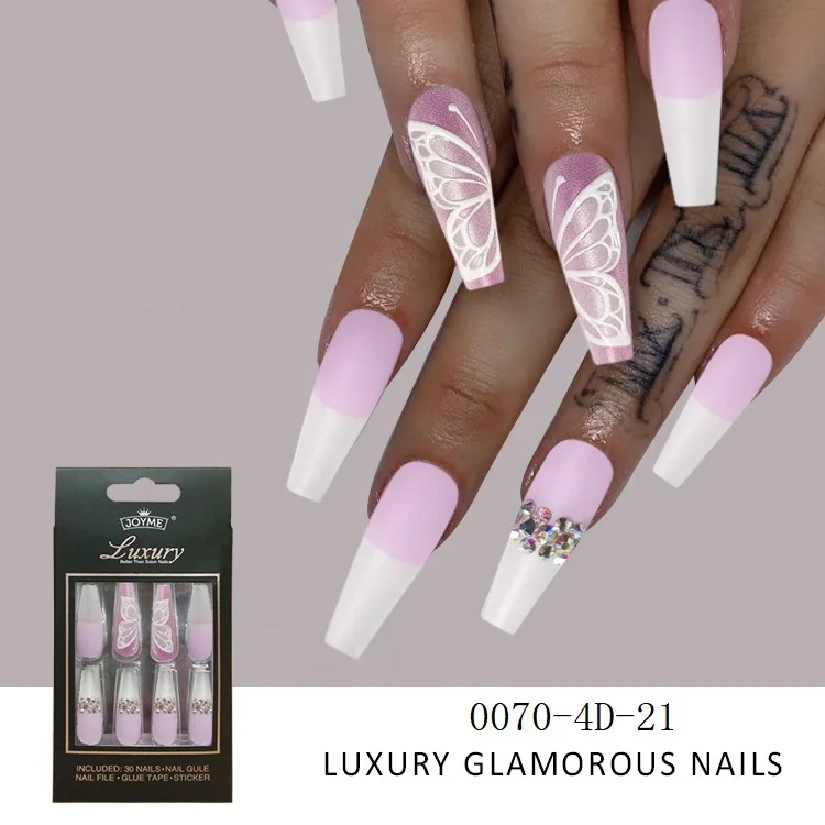 Wholesale false nails press on European American charm blue frosted artificiality