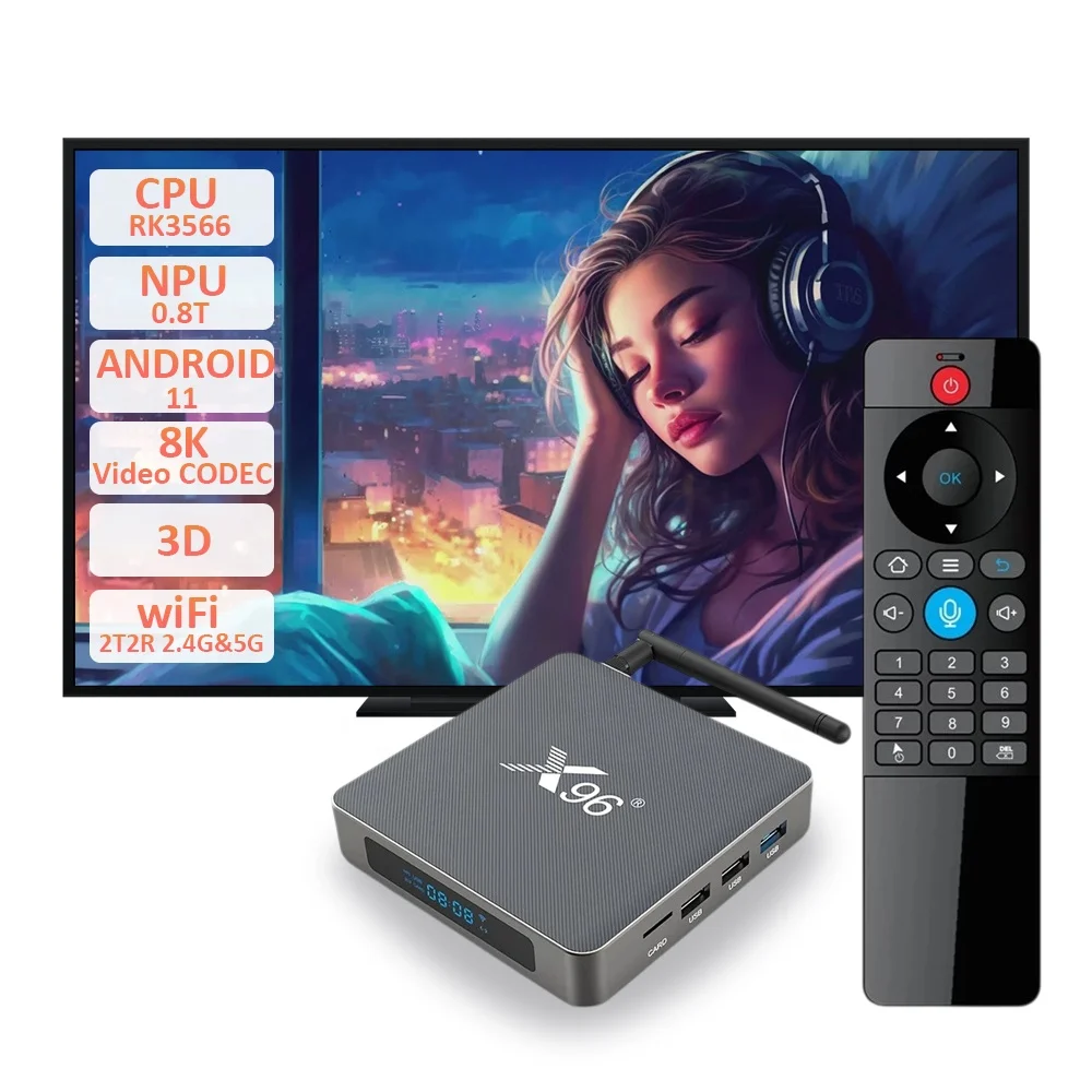 Big Promotion Price X96 X6 Android 11.0 TV BOX Top Box X6 8gb 64gb Set Quad Core Rockship3566 x96 android box