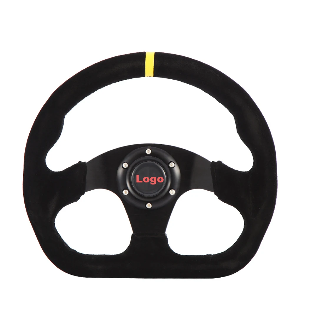 Custom 13 inch 320MM D Shaped Leather Racing Steering Wheel with Yellow Stitching