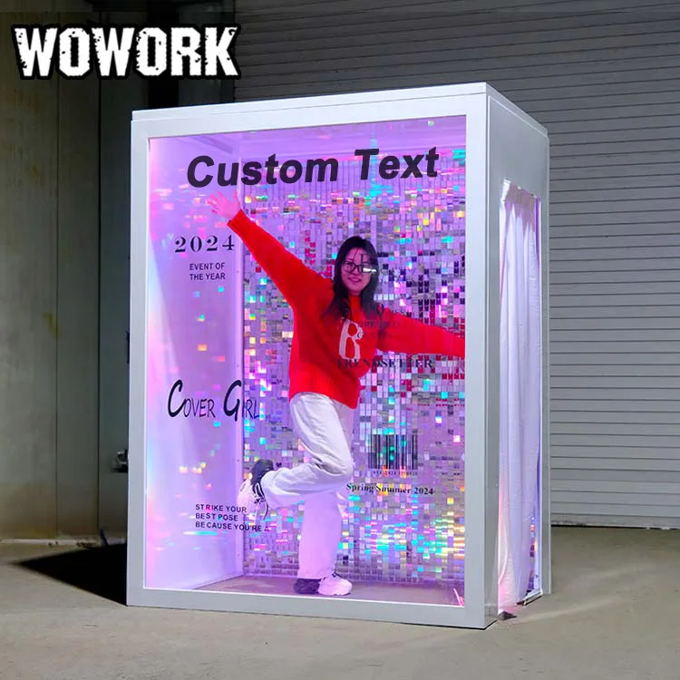 WOWORK factory wholesale metal detachable magazine cover photo booth box backdrop stand for birthday party event decoration