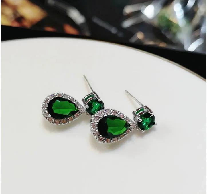 925 Silver Post Sparkling Crystal CZ Water Drop Earrings Cubic Zirconia Teardrop Earrings