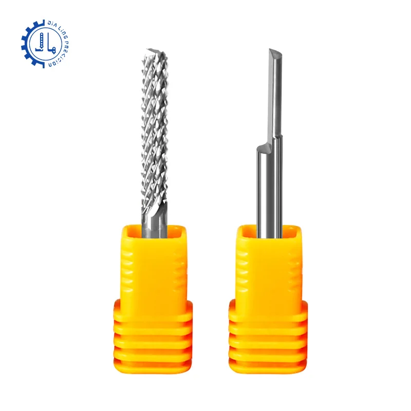 Jialing Endmill Carbide 2 Flute Straight End Mill Wood Compression Bit CNC Carving Single Flute Spiral Bits For Wood Cut Up Down