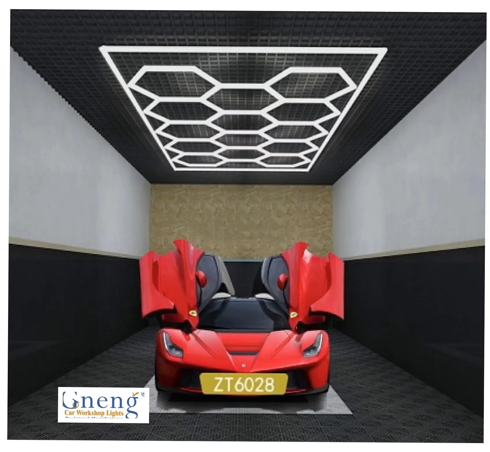 High lumen aluminum hexagon detailing led parking garage luminaires lights honeycomb decorative barber shape car wash light