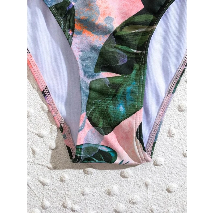 2022 Fashion Swim Wear Floral Design Sexy Bandeau Bikinis Two Piece Woman Swimwear