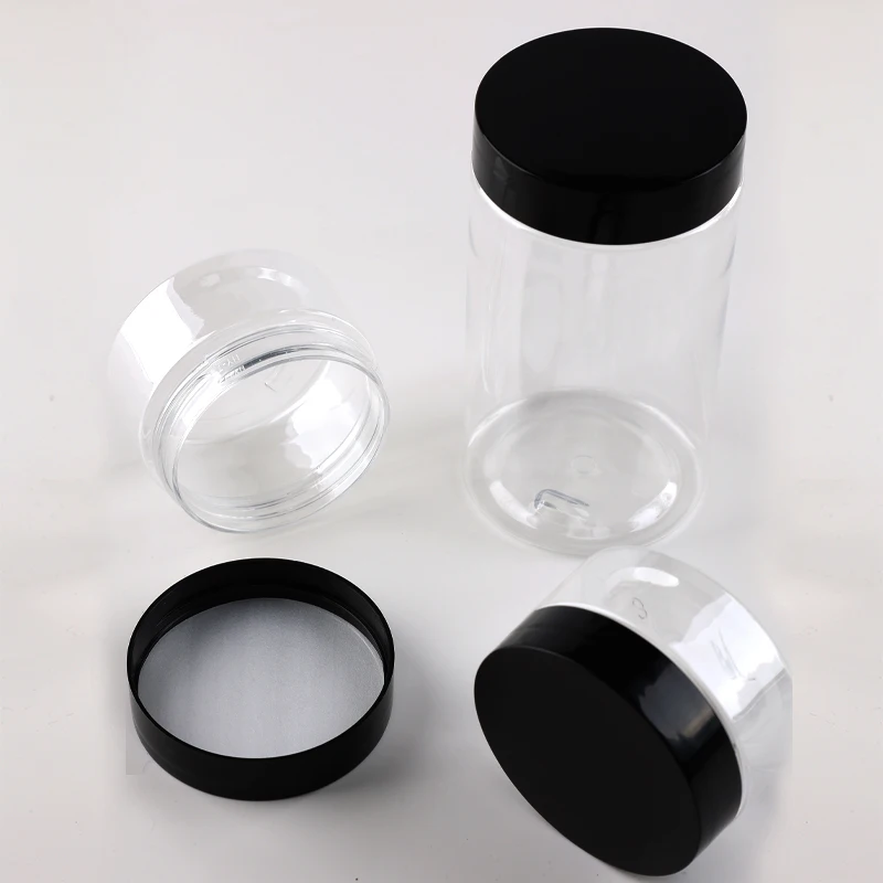 Food Grade 50Ml 100Ml 150Ml 1oz 4oz 6oz 8oz 12oz 16oz PET Plastic Cosmetic Cream Hair Gel Body Scrub Butter Jars With Black Lids