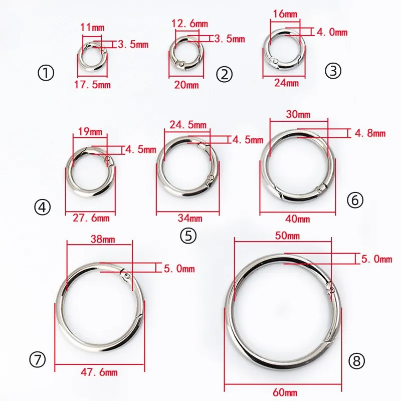 Handmade Metal Circle Snap Carabiner Clip Hook O Ring Spring Gate Clasp Buckle Round Spring Buckle For Handbag