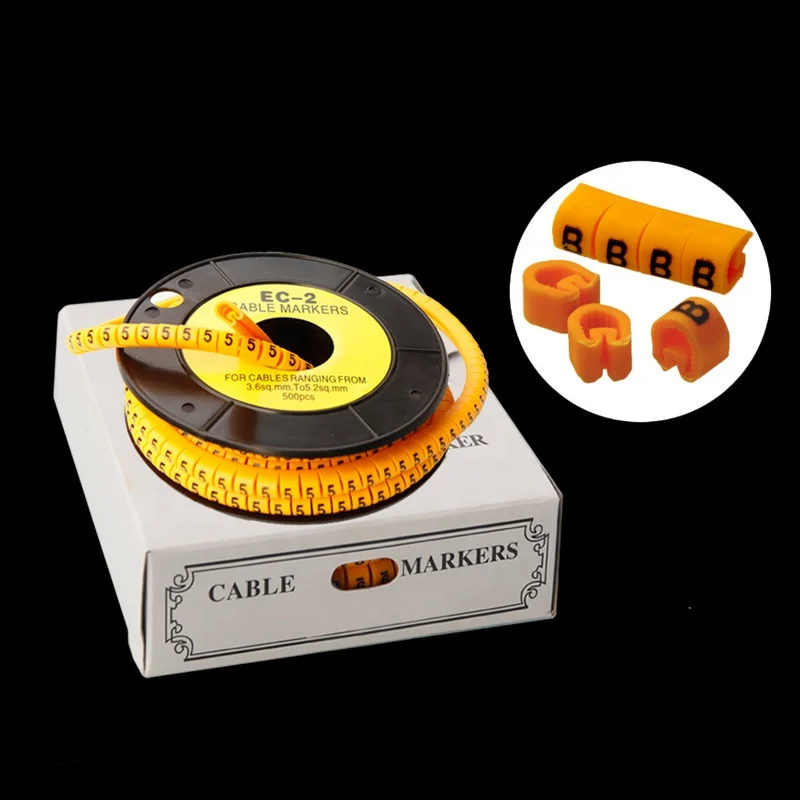 Wholesale Number 0-9 Yellow PVC Cable Marker Sleeve Tube