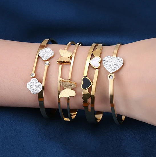 Stainless Steel 316 Italian Jewellery Gold Bangles Accessories Fashion Woman Natural Stone Jewelry