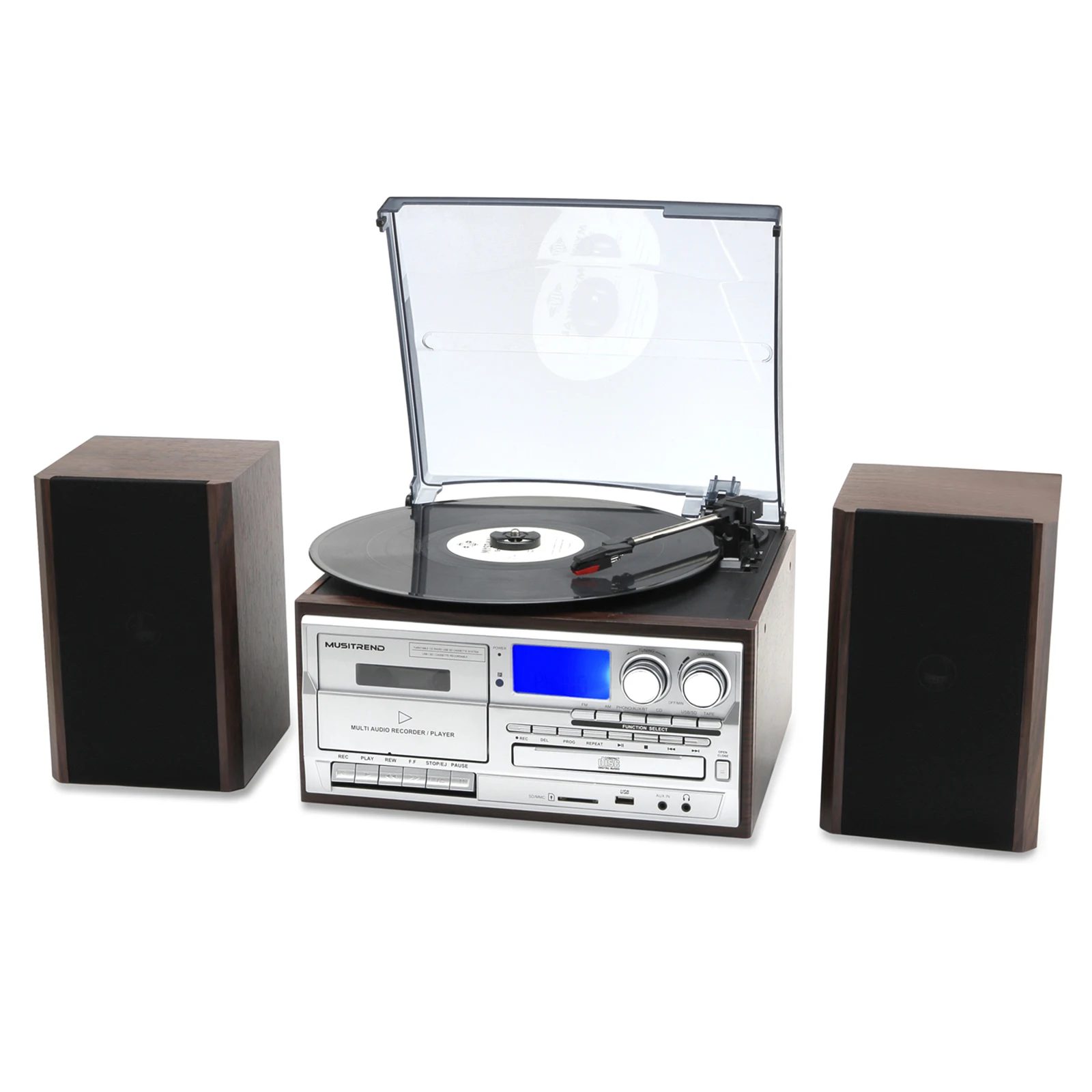 Factory Hot-sale multiple vinyle three speed vinyl turntable record player with speaker