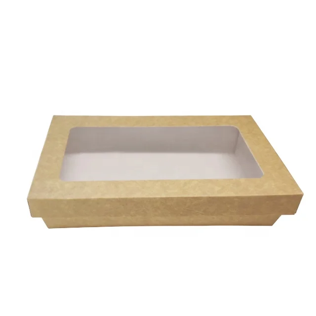 Disposable paper roasted chicken boxes boat shape takeout food trays with lids and clear windows