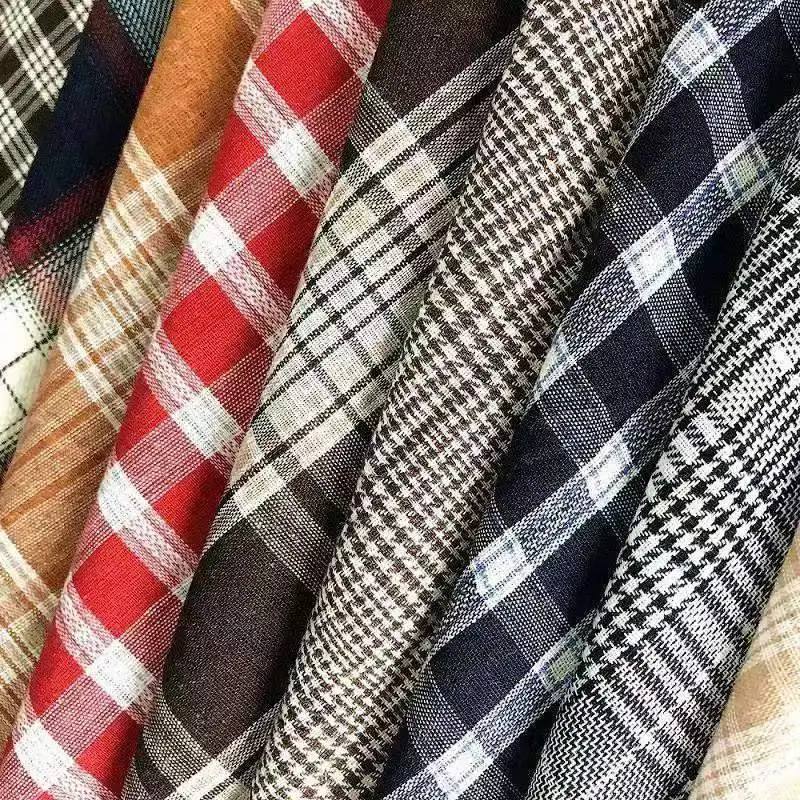 Hot selling warehouse A grade Hot selling  stocklot T/C 65/35 yarn dyed plaid fabric for shirts