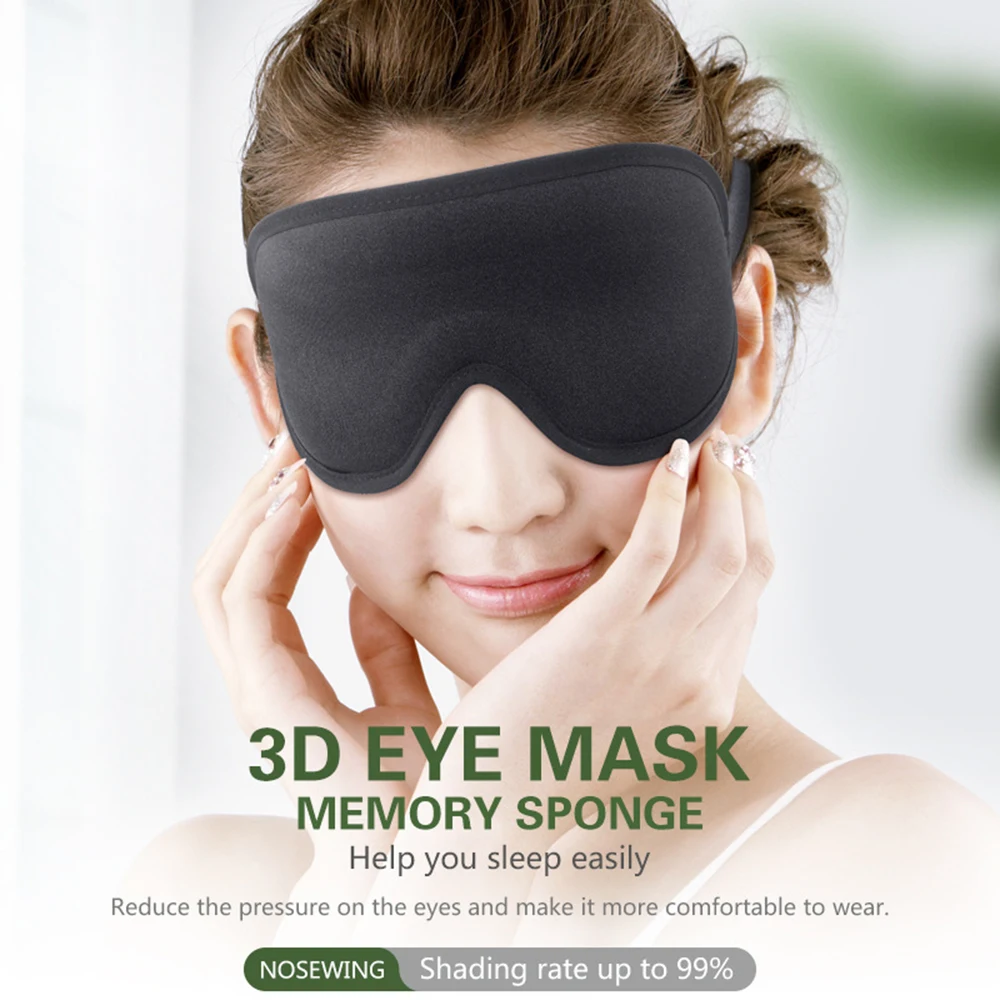 No Pressure Comfortable 3D Eye Covers for Sleeping Thick Memory Foam Adjustable Blackout 3D Eye Sleep Mask for Women & Men