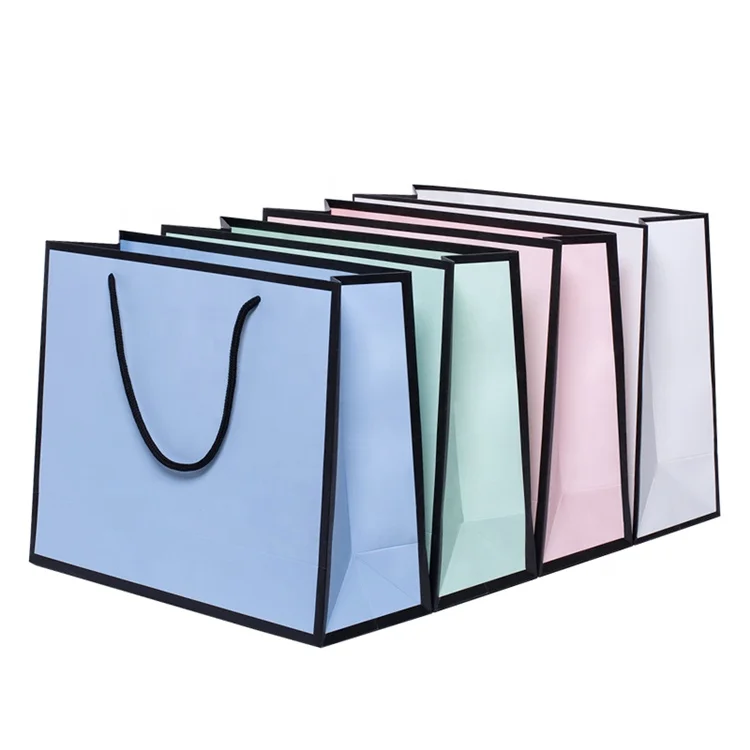 KM China Factory Price Custom Drawstring Recyclable Luxury Shopping Bag Paper Bags With Logo for Clothing