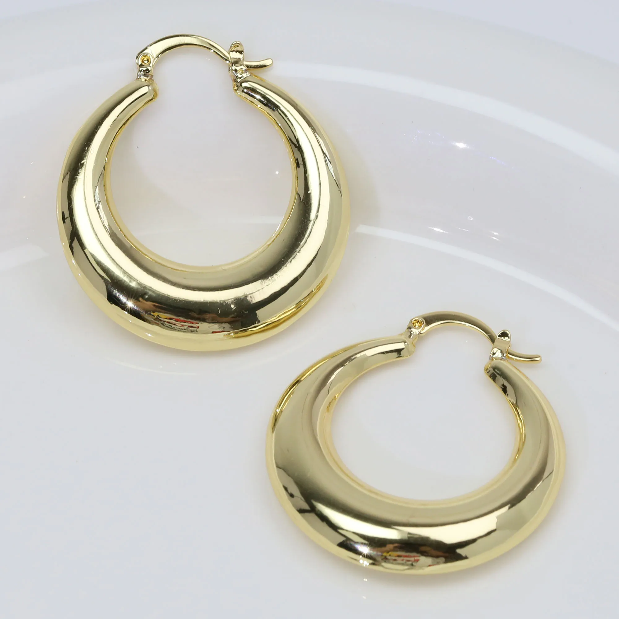 chunky earrings jewelry women trend 2023 Gold plated Stainless Steel Earring Elegant Chunky U Shape Oval Hoop Earrings