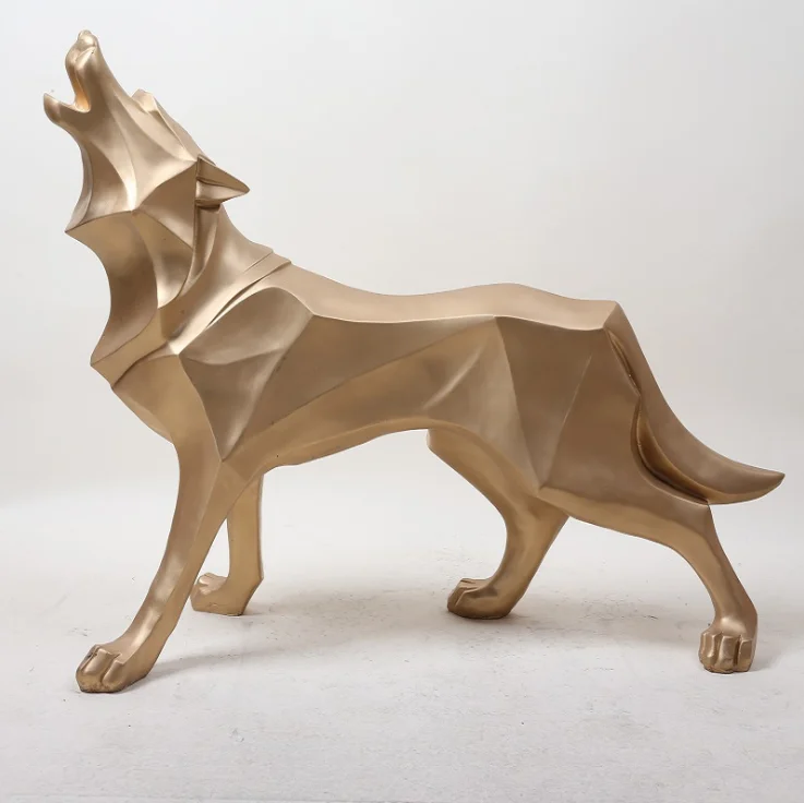 Handicraft Furnishing Modern Nordic Style Wolf Figurine Ornaments Resin Wolf Crafts for home