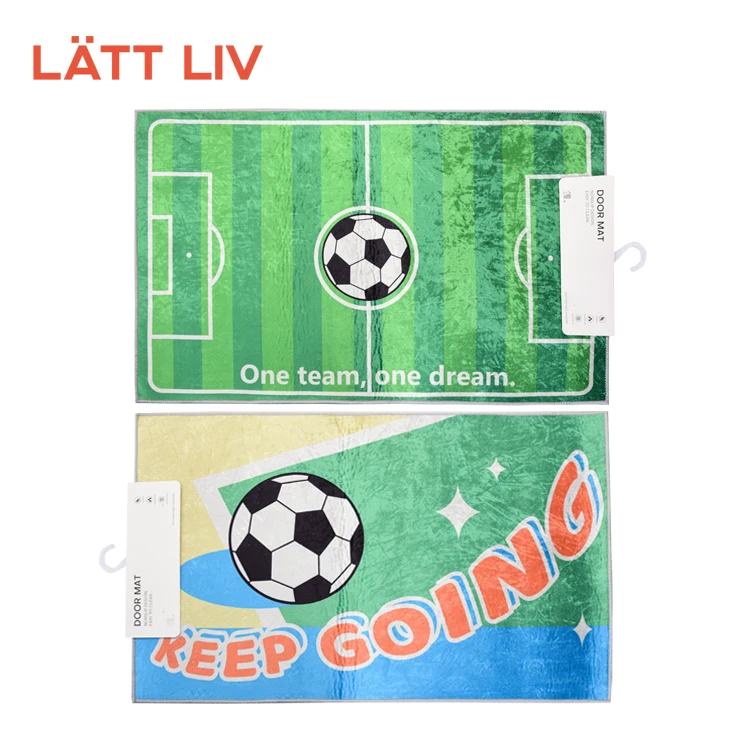 LATTLIV 2022 World Cup Football Field Design Non Slip Floor Rubber Mats Absorbent Bedroom Bathroom Door Rugs Bath Mats Set