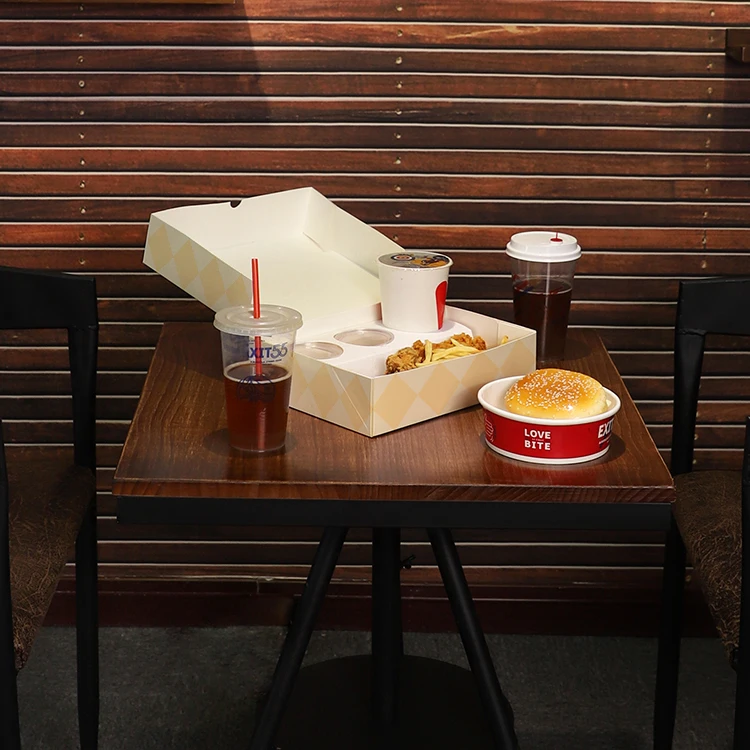 LOKYO custom logo takeaway to go fried chicken snack box food paper carrier box with tray