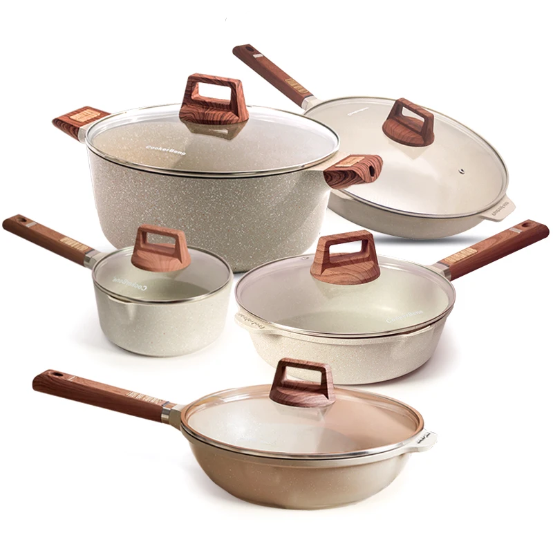 5pcs Hot selling die casting aluminum luxury pots and pans non-stick cookware set