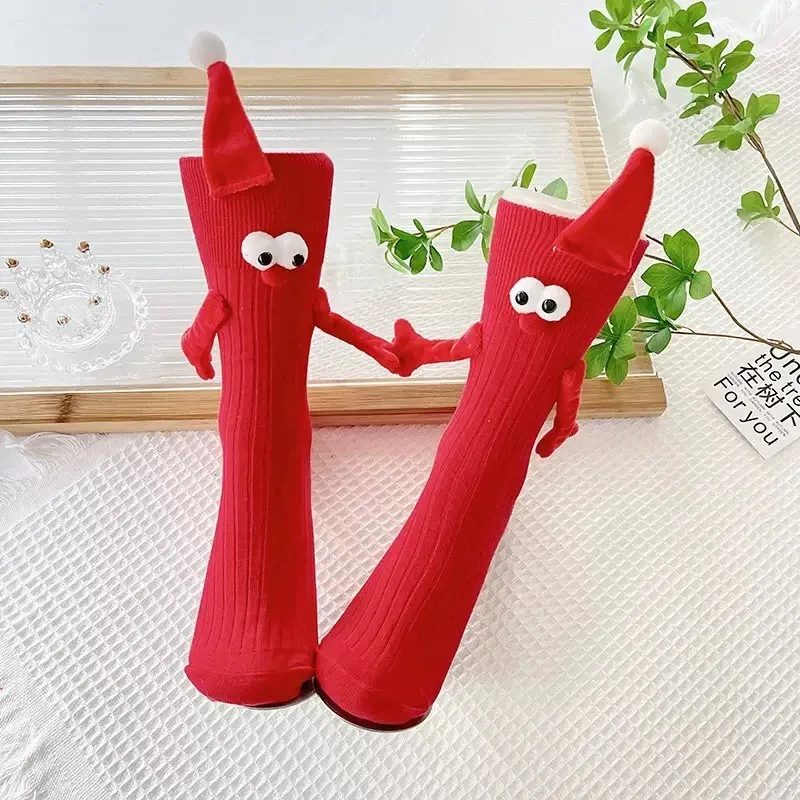 KTN Custom magnet couple holding hands socks magnetic tube socks cotton crew personality funny stockings  socks
