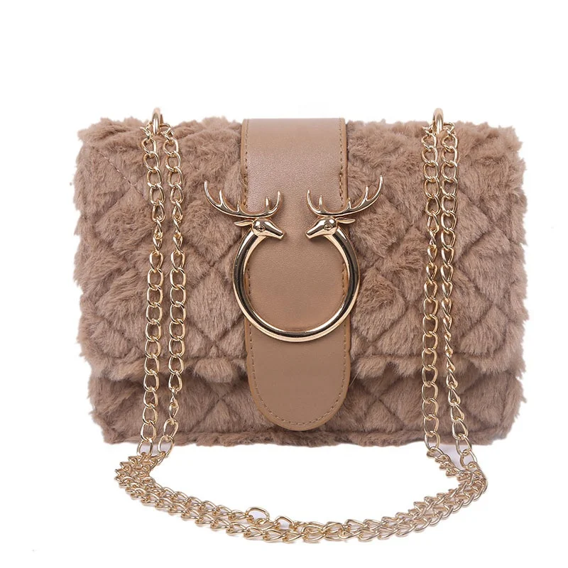 
2020 Famous Brands Designer New Fashion All-Match Chain Lambswool Shoulder Crossbody Bag 