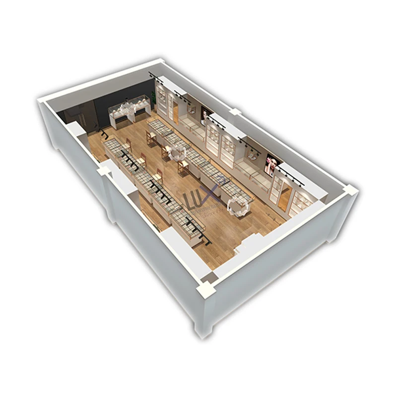 LUX Design Fashion Jewelry Shop Interior Design Custom Jewelry Store Furniture Hot Sale Jewelry Display Showcase