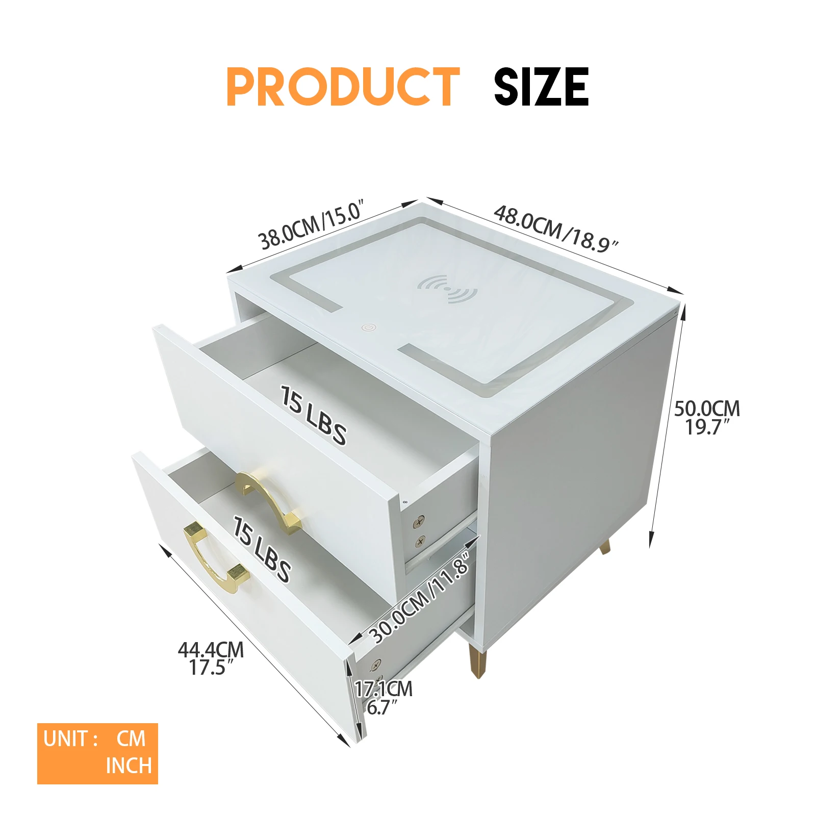 Bed Side Tables Wireless Charging Night Stand Wooden LED Smart Nightstand