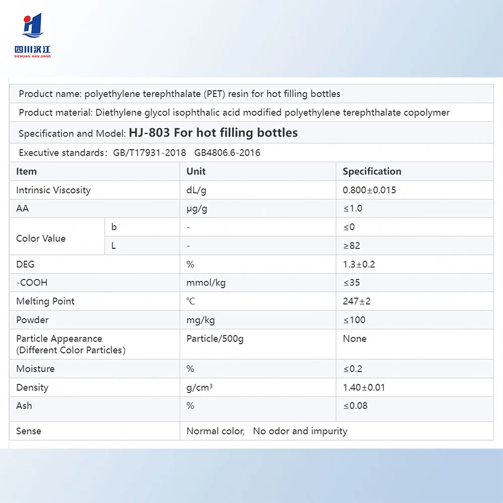 HANGJIANG HJ-803 Pet Resin Injection Molding Grade Produced Excellent Material Hot Filling Bottle Molding Plastic Polyethylene