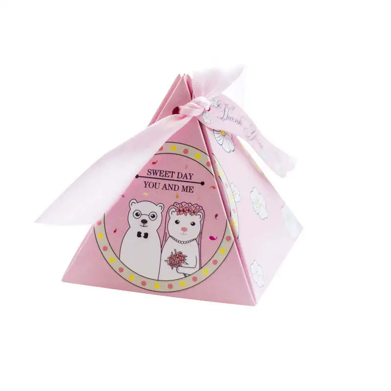 custom logo pyramid wedding candy gift box manufacturers