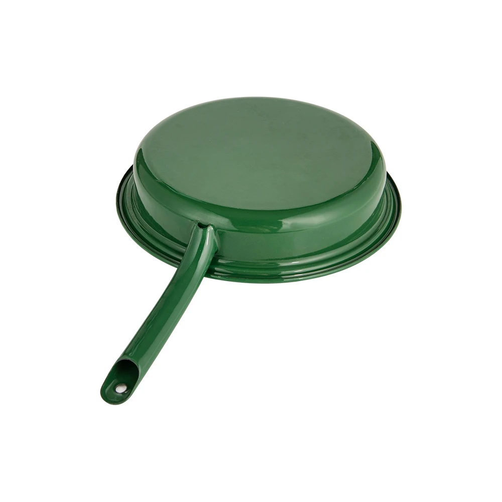 Custom Lightweight Enamel Fry Pan Green Sauce Muffin Loaf Milk Big Coating Round Saute Green Enamel Fry Pan
