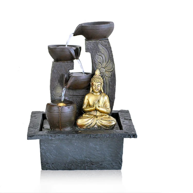 
Best Selling decorative god craft tabletop resin small fountains buddha 