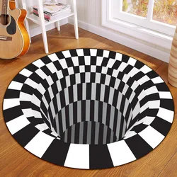 Drop shipping 3D Visual Trap Carpet Round Soft Floor Mat Custom Home Carpet Living Room Bedroom Floor Decoration Door Mat Carpet