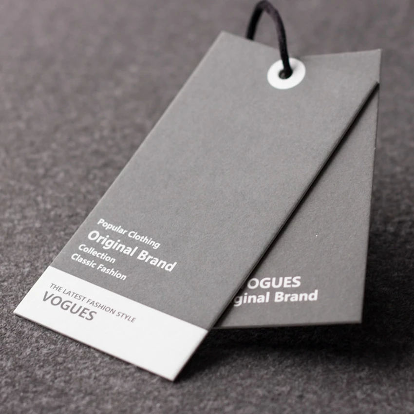 Delicate Paper Tag Customize logo White Kraft Paper Hang Tag With Polyester Rope