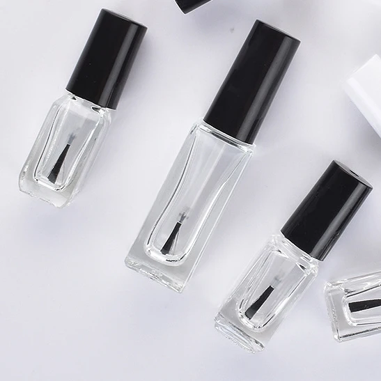 Square Nail Polish Set Empty UV Gel Polish Bottle 15ml Clear Black Cap Glass Bottle for Nail Polish
