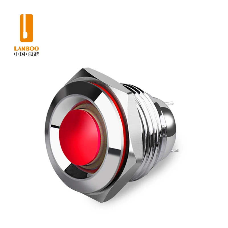 LANBOO 16mm mini short self-locking reset 1NO metal signal lamp button switch