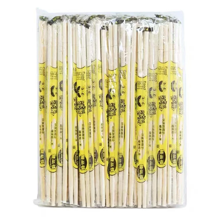 wholesale Cheap price paper opp wrapped accept customized Logo sushi twin tensoge round natural bamboo disposable chopsticks