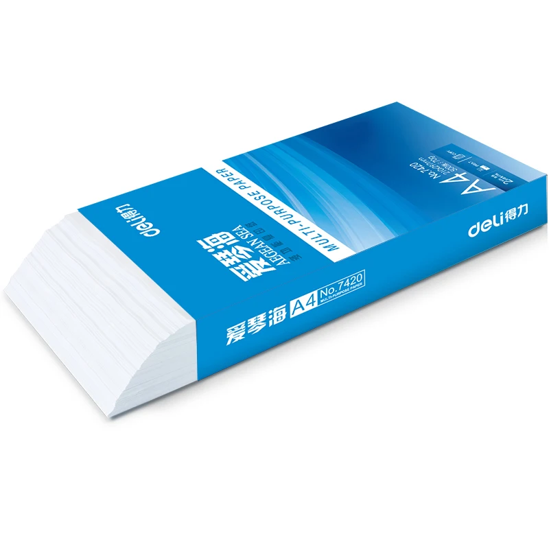 Deli 7421 2500 sheets/Lot 5 Bags Deli A4 Multi-purpose paper Copy paper printing paper 70g 80g Aegean Sea series