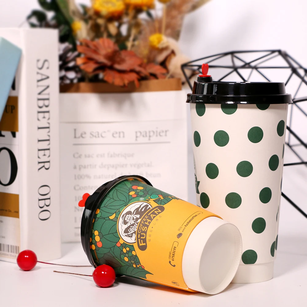 Minfly цифровая печать пользовательский цветной логотип 4oz 5oz 7oz 8oz 12oz 16oz биоразлагаемая бумажная чашка с крышками для льда и теплого кофе