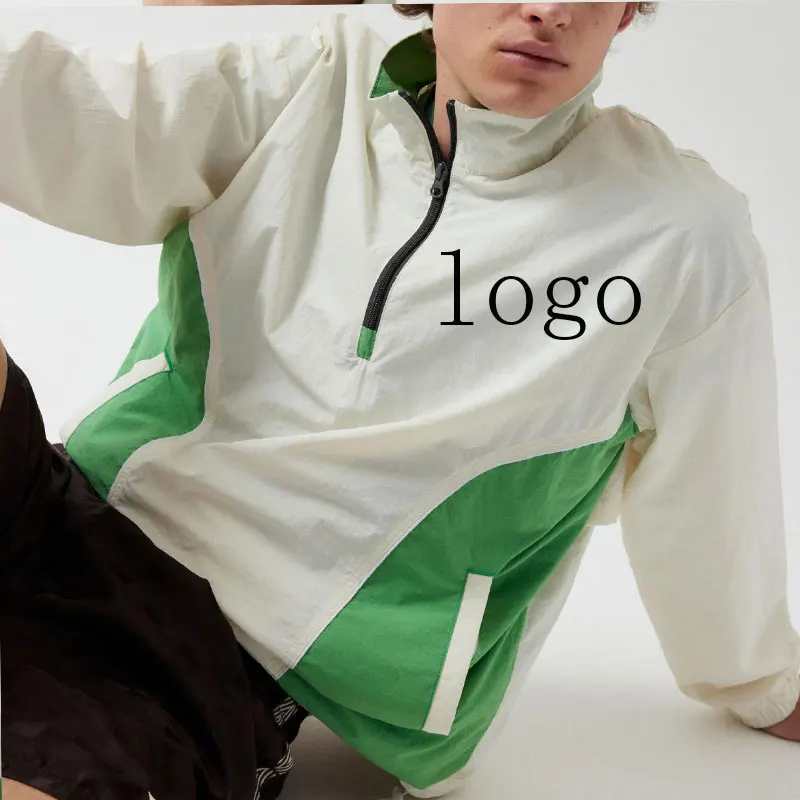 Wholesale Custom Lightweight Windbreaker Men Jacket 1/4 Zip lightweight Running Sports Jacket